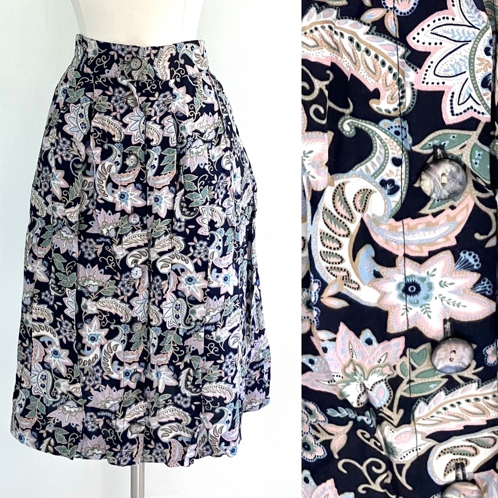 Vintage 90’s rayon paisley floral skirt